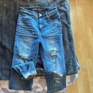 American Eagle High Rise Distressed Skinny Jean